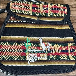 Llama Authentic Peruvian Peru embroidered  crossbody Bag